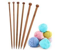 6 Pcs Bamboo Knitting Needles Set for Beginners & Arthritic Hands, 3 Sizes Wooden Thick Knitting Needles Set for Scarves & Sweaters (6mm,8mm,10mm)