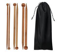 6 Pcs Bamboo Knitting Needles Set with Drawstring Bag, 6mm, 8mm, 10mm Single Pointed Wooden Knitting Needles 25cm for Beginners, Kids, DIY Handmade Scarves, Sweaters, and Blankets