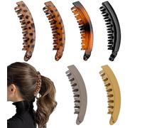 6 Pcs Banana Clip for Women Girls Banana Hair Clips Clincher Combs for Thick Hair Fish Shape Ponytail Clip Classic Big Claw Clips for Thin Long Hair Accessory