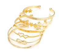 6 Pcs Bangle Bracelet Set, Gold Cuff Bracelets, Adjustable Boho Gold Bracelets Set for Women, Multi Stacking Bangles, Trendy Layered Bangles, Jewelry for Birthday Christmas Day Gifts (Gold A)