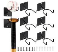 6 Pcs Baseball Bat Holder Black Vertical Baseball Bat Wall Mount Display Stand Baseball Bat Wall Mount Storage Baseball Holder Baseball Bat Rack for Man Cave Decor Sport Memorabilia Ball Storage