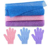 6 Pcs Bath Gloves for Shower Exfoliating, Deep Cleansing Body for Dead Skin Removal, Exfoliating Shower Bath Gloves Back Scrubber Set for Beauty Spa Massage Skin Shower Body Scrubber, Men Women