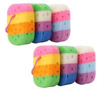 6 Pcs Bath Sponge, Soft Bath Sponges for Adults and Kids, Gentle Exfoliating Body Sponge for Sensitive Skin, Colorful Shower Sponges for Daily Use, 14x9x5 cm