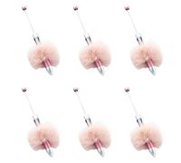6 Pcs Bead Ballpoint Pen Plush Ball Multicolor Retractable Writing Smooth Retractable