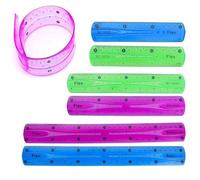 6 Pcs Bendy Ruler Set, Flexible Folding Ruler 30cm 20cm 15cm for School Classroom Office, Measuring Tool for Student School Supplies (Purple Blue Green)