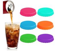 6 PCS Beverage Can Lids, Dustproof Silicone Sealer Cap, Standard Soda Beer Saver, can Lids for Fizzy Drinks, SpillProof Drink Covers, for Drinks Bottle Caps for Beer