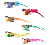6 pcs Bird Decorations Artificial Birds Bird Ornaments Small Birds On Clip Colourful Artificial Feather Foam Birds Bird Decoration Tree Ornament Garden Bird Ornaments for Home Garden