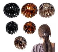 6 Pcs Birds Nest Hair Clips Hair Claw Clamps Bun Makers Expandable Ponytail Holder Comb Hair Bands Hair Accessory for Women Girls(2 Size)
