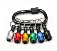 6 Pcs Bit Holder Keychain, 1/4 Inch Hex Shank Screwdriver Drill Bit Holders with Handly Carabiner, Portable Extension Bit Holder Tools for Impact Driver, Nut Driver, Screw & Drill Bits