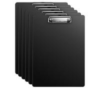 6 Pcs Black A4 Clipboards, Durable Plastic A4 Clipboard Set - Office Supplies Stationery, Portable Writing Clipboard Folder with Low Profile Clip for Office School Hospital Use (31.5x22.5cm)