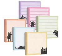 6 PCS Black Cat Sticky Notes, Fun Cat Notepad, Black Cat Stationary 480 Sheets 3" x 3" Self-Adhesive Paper Set for Office Teacher Students School Stationary Supplies Gifts