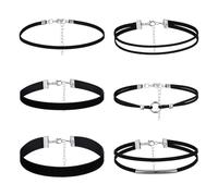 6 PCS Black Choker Necklace Layered Classic 90s Choker Necklace for Women Adjustable Gothic Chokers Black Velvet Chokers Set for Women Party Cosplay Christmas Birthday Jewelry Gifts (6 Style)