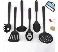 6 Pcs Black Cooking Utensils Set Heat-Resistant Silicone Non-Stick Spatula Spoon Sets Suitable for Cooking Kitchen Tools