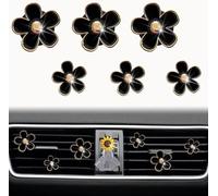 6 Pcs Black Daisy Vent Clips, Cute Flower Conditioning Outlet Clip Car Air Fresheners Vent Clips Car Interior Decor Charm Decoration Cute Accessories for Women Girls + Mask Hook
