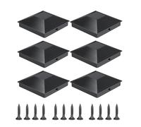 6 Pcs Black Fence Post Caps, 9x9x3cm Pyramid Design Post Cap, Durable Fence Toppers With 12 Screws | Waterproof PostCap Cover,Protect & Enhance Your Outdoor Space