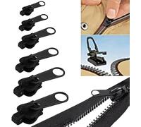 6 Pcs Black Fix Zip Puller,Zip Slider Repair Instant Kit,Zipper Set, Fix Zipper Removable Rescue Replacement Pack, Instant Zipper Set for Coats, Jacket, Luggage, Zippers Fasteners
