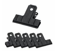 6 Pcs Black Large Bull Clips, Bull Hinge Clip Binder Clips File Money Clamps for Photos, Papers, Food Bags, Art & Crafts, Office, School and Kitchen (77 mm)