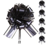 6 PCS Black Pull Bows for Gift Wrapping 6″ Wrap Gift Bows Bow for Gifts Baskets Ribbon Birthday Bows for Gift Wrapping Bows Supplies Pull String Bows for Christmas Tree Gift Cabinet Bows (black)