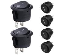 6 Pcs Black Round Rocker Switch, 2 Pin ON/Off Mini Round Toggle Switch AC 6A/250V 10A/125V SPST Car Switches for Car, Boat, Household Application