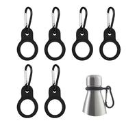 6 Pcs Black Silicone Water Bottle Buckle - Portable Water Bottle Clip - Secure and Elastic Bottle Holder with Carabiner for Hiking, Camping, Traveling, and Outdoor Activities
