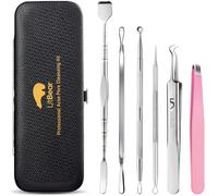6 Pcs Blackhead Remover Tools,Pimple Popper Tool Kit,Blackhead Pimple Comedones Extractor,Acne Tools Extractor kit, Scraper for Face Nose Deep Cleansing with Leather Case