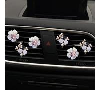 6 Pcs Bling Flower Air Vent Clips, Cute Daisy Air Fresheners Vents Clips Car Diffuser Rhinestone Interior Decoration Charm Diamond Decor Bling Car Accessories Girls Interior Accessories
