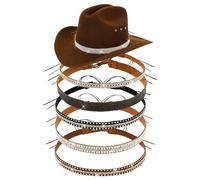 6 Pcs Bling Rhinestone Hat Band Adjustable Rhinestone Cowboy Hat Band, Western Style Hatband for Women Men Cowboy Cowgirl