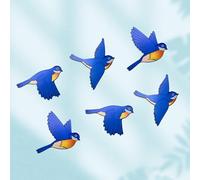 6 Pcs Blue Bird Wooden Wall Art, Wood Flying Birds Wall Decor, Rustic Folk Art Wall Decor, Unique Indoor Ornament & Outdoor Decor for Gift Bird Lover Home Living Room Bedroom Kitchen Office (Blue)