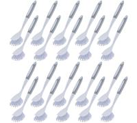 6 Pcs Blue Kitchen Scrub Dish Brush Bulk with 11 Inch Handle Cleaning Dish Scrubber with Stiff Bristles Washing Scrub Brushes for Housekeeping for Pots and Pans, Kitchen Sink (Gray, White,20)
