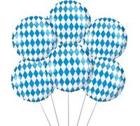6 Pcs Blue White Bavarian Diamond Pattern Balloons, 18 Inch Blue Gingham Checker Balloons for Oktoberfest Party Decorations, German Beer Festival Supplies, First Rodero,Under The Sea,Alice Party Decor