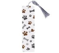 6 Pcs Bookmark with Box, Dogs Paws Bones Print Bookmark for Study and Reading