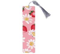 6 Pcs Bookmark with Box, Strawberry Daisy Print Bookmark for Study and Reading