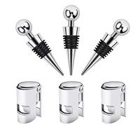 6 PCS Bottle Stopper Champagne Stoppers Durable Good Sealing Stainless Steel Wine Bottle Stopper for Wine Champagne Sparkling Wine Prosecco Bottles of Opened Wine