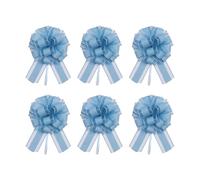 6 Pcs Bows for Gift Wrapping,Blue Bow Ribbon Party Decorations Large Clip On Gifts Present Wraps Pull Parties Bags Curly Self-Adhesive,for Christmas Hamper Presents Wrap Wedding Celebration Boxes