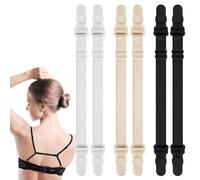 6 Pcs Bra Strap Clips,Bra Strap Holder,Adjustable Racer Back Bra-Strap Anti-Slipping Shoulder Retainer Comfortable&Elastic Hide Style Tricolor Women'S Bras Straps for Most Underwear(Black,White,Skin)