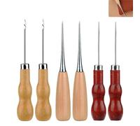 6 Pcs Bradawl Tool for Sewing,Gourd Shape Awl Tool for Leather Craft,Brown Beige Bradawl Tool for Wood,Sewing Awl for Perforating Leather,Sewing,Paper Crafts,DIY Handicrafts
