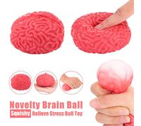 6 Pcs Brain Stress Balls Splat Ball Shaped Toys Red Novelty Fake Scary For Teenagers Adults Relaxation Toys