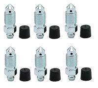 6 PCS Brake Bleeder Screws, Bleeder Valve, Caliper Bleeder Screw with Rubber Cap 7/16-20 x 1.28 inch Length, H9415-6, 11410, 639510