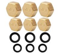 6 Pcs Brass Blanking Cap 1/2 and 3/4 inch,Radiator Valve Caps,Hex Brass Female Blanking Stop Cap,Blanking Nut Caps for Washing Machine Radiator Valve faucets Tap