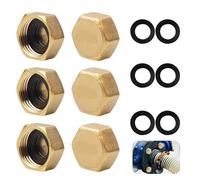 6 PCS Brass Blanking Cap, 1/2 inch Female Blanking Stop Cap, Radiator Valve Caps Hex Brass Blanking Nut Caps for Water Pipes Washing Machines