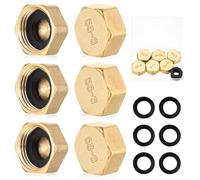 6 Pcs Brass Blanking Caps 1/2 inch, Radiator Valve Cap, Hex Brass Female Blanking Stop Caps, 19mm Blanking Nut Radiator Cap for Washing Machine Valve Plumbing Fittings
