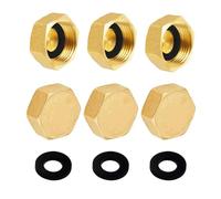 6 PCS Brass Blanking Caps, Durable Hex Brass Female Stop Caps (3/4 Inch), Ideal for Plumbing, Washing Machine, Radiator Valves, and Tap Faucets (Yellow-3/4-6pcs)