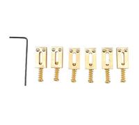 6 Pcs Brass Electric Guitar Bridge Saddle 10.5mm | Tremolo Saddle for Stable Tuning & Brighter Tone | Replacement Parts for Strat/Tele with Wrench (Gold)