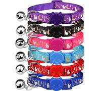 6 PCS Breakaway Cat Collars Golden Moon Cat Collars Safety Buckle Kitten Collar with Bell Glow in The Dark Cat Collars for Boy&Girl Cats