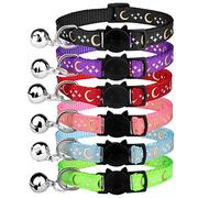 6 PCS Breakaway Cat Collars with Bell Golden Moon Glowing Star in The Dark for Kitten