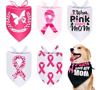 6 Pcs Breast Cancer Awareness Dog Bandana Breast Cancer Survivor Dog Bandana Cute Cancer Printed Pet Scarf Pink Black Ribbon Puppy Pet Scarf Celebration