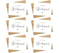 6 PCS Bridesmaid Proposal Card with Envelopes, Will You Be My Bridesmaid Card, Minimalist Style Will You Be My Maid of Honour, Suitable for Wedding Party, 20 * 14.5cm(Unfolded)