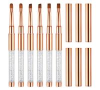 6 Pcs Builder Gel Brush, Oval UV Gel Nail Brush, Rhinestone Handle Nail Drawing Pen Brushes for Nails