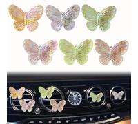 6 Pcs Butterfly Car Vent Clips, Cute Butterflies Cars Air Conditioning Clip Decorations, Charm Automotive Interior Decor for Women Men Accessories, Automotive Air Fresheners(2 Card Slots and 4 Clips)