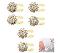 6 PCS Button Covers Clip On, Gold Base White Rhinestone Mushroom Button Covers for Women, Sparkly Detachable Decorative Buttons for Shirts, DIY Fashion Projects and Wedding Attire